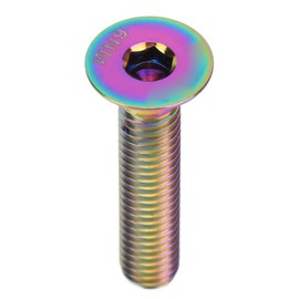 Bike Stem Bolt Screw, M6x30mm Titanium Alloy Flat Head Headset Cap Bolt Bike Headset Stem Top Cap Fixing Bolt(Colourful)