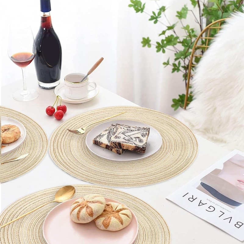 4Pcs Round Braided Woven Place Mats, 30 x 30cm Round