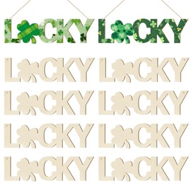 Large Size 7inch Wooden Lucky Ornaments to Paint, Wooden Shamrock St. Patrick's Day Cutouts DIY Blank Unfinished Round Spring Irish Wood Discs Ornament for Crafts Hanging Decorations 10PCS