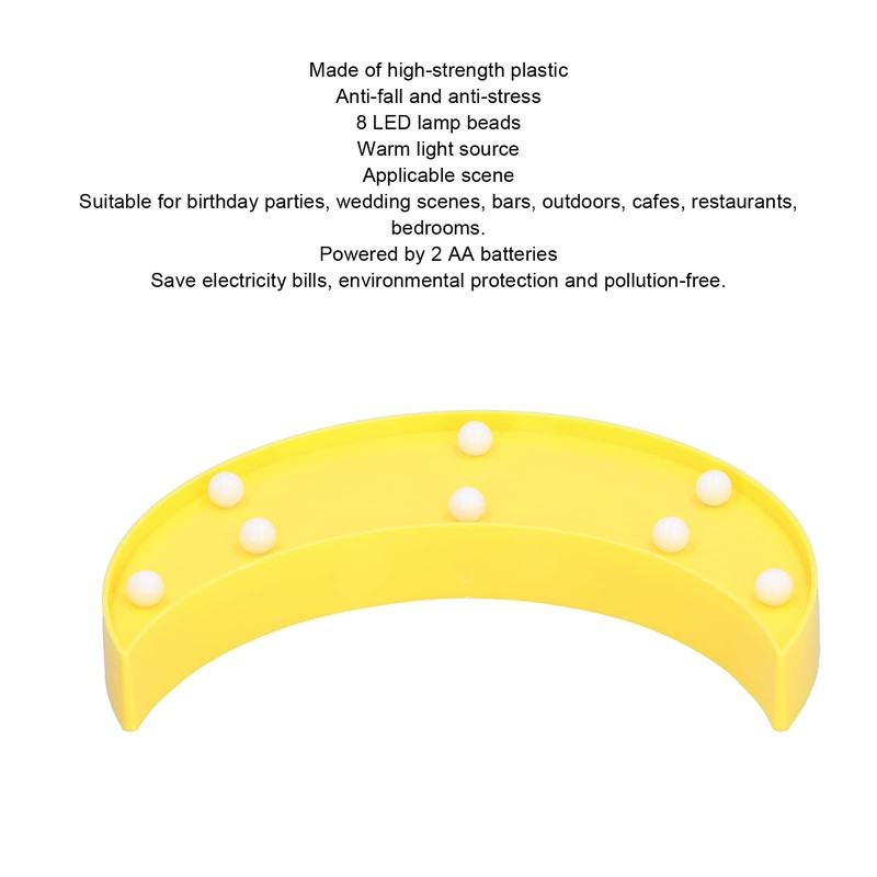 BORDSTRACT LED Moon-Shaped Light, Half Moon Marquee Sign, Children's Room,