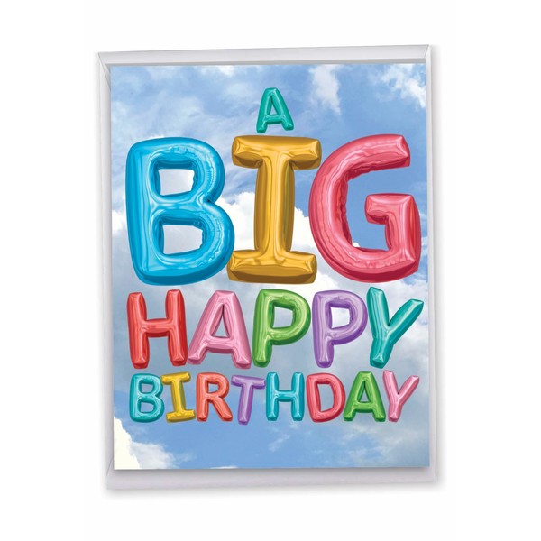 NobleWorks - 1 Large Birthday Greeting Card (8.5 x 11 Inch) - Fun Bday Celebration, Stationery Notecard - Inflated Messages from Us J5651DBDG-US