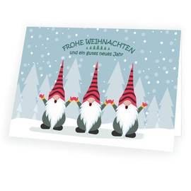 Seelenzauber Christmas Card Gnome Trio with Matching Envelope 5 x Cards 5 x Envelopes