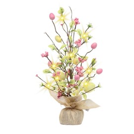 Easter Egg Tree Easter Decorations 18 Inch Lighted Easter Egg Tree Easter Centerpiece Table Decor Gifts and LED Light, for Home Party Wedding Holiday Spring Summer Decoration (B)