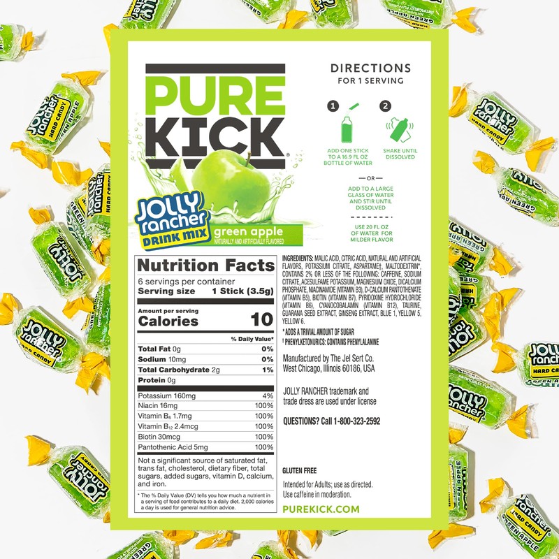 PURE KICK Energy Singles To Go Drink Mix, Jolly Rancher