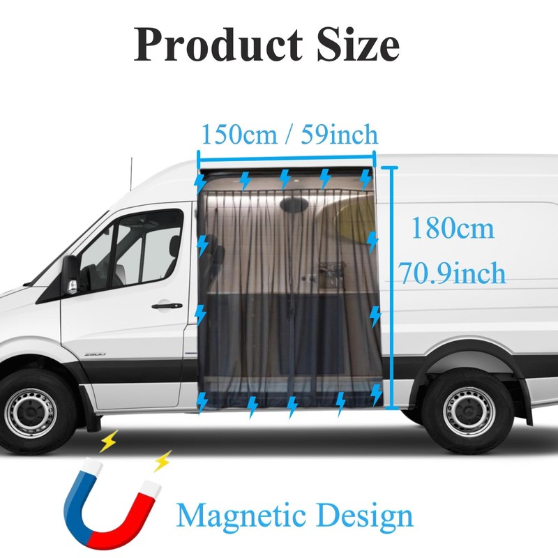 Eysbiy Magnetic Van Bug Screen Nets for Transit, Sprinter, RAM