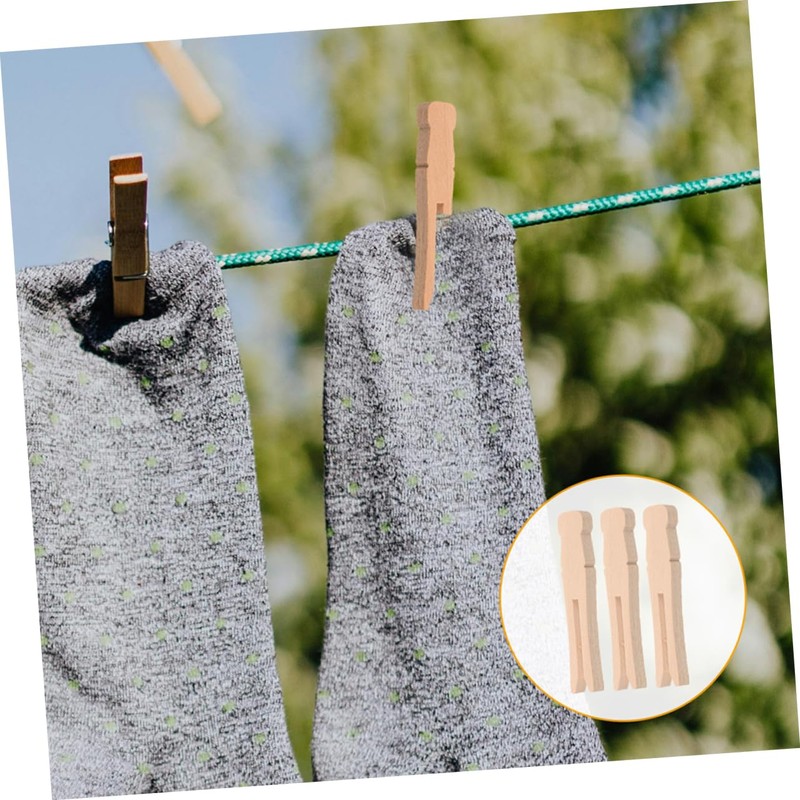 Hohopeti Clothes Pegs 50pcs Wooden Laundry Clips Heavy Duty Large