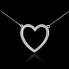 Sideways Crosses 925 Sterling Silver Delicate Open Heart Necklace, 22"
