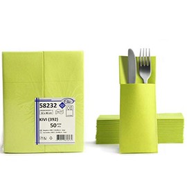 CHIC® Airlaid 50 Cutlery Napkin Bags 32 x 40 cm, Fabric-like, Disposable Napkin kiwi