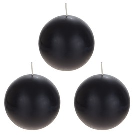Mega Candles 3 pcs Unscented Black Round Ball Candle, Hand Poured Premium Wax Candles 4 Inch x 4 Inch, Home Décor, Wedding Receptions, Baby Showers, Birthdays, Celebrations, Party Favors & More
