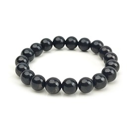 LWQCHW Shungite Bracelet - Natural Black Shungite Stone Beads, Healing Crystal Energy Protection, Handcrafted Jewelry, 12mm, Shungite, shungite