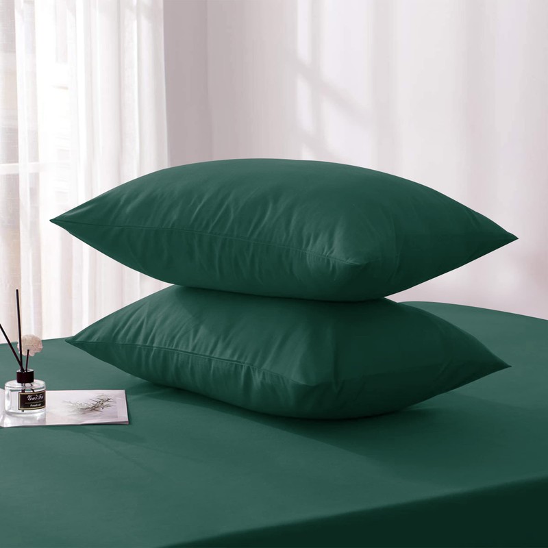 Hafaa Pillowcases 2 Pack Brushed Microfiber Emerald Green Pillow Cases