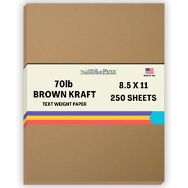 250 Brown Kraft Fiber 28/70# Text (NOT card/cover) Paper Sheets - 8.5" X 11" - 70lb/pound Weight Letter Size - Rich Earthy Color with Natural Fibers - Smooth Finish