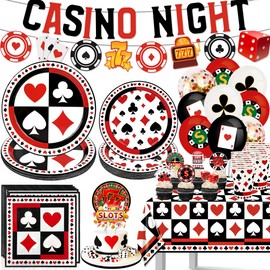 Casino Theme Party Decorations Casino Plates and Napkin for Casino Poker Games Night Birthday Party Casino Night Tableware Set for Casino Party Decorations Serve 20