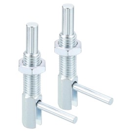 sourcing map 2 Pcs Retractable Indexing Plunger Pin, M12 l Spring Plunger Carbon Steel Spring Loaded Latch Telescopic Locking Pin with Nut for Machinery Shipbuilding