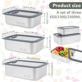 Stainless Steel Food Storage Containers-3Pcs Leakproof, Airtight Stainless-Steel Bowls with Lids, Freezer/Dishwasher/Microwave Safe Containers, Durable & Stackable Stainless Steel Containers with Lids