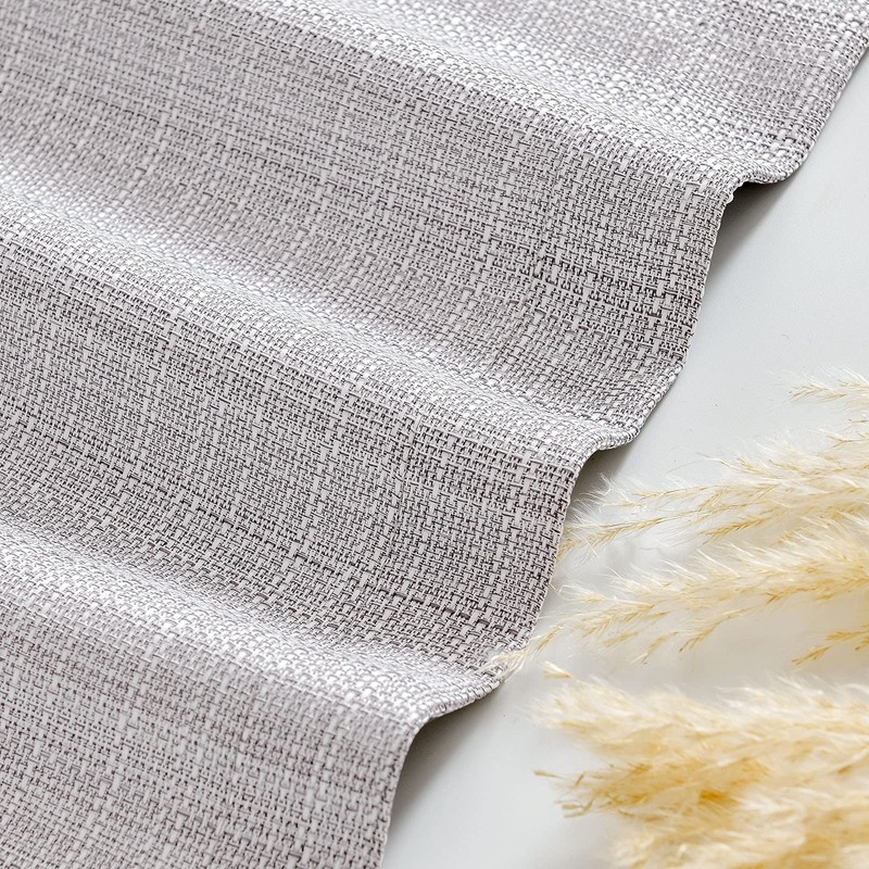jinchan Tab Top Gray Kitchen Curtains 24 Inch Linen Textured