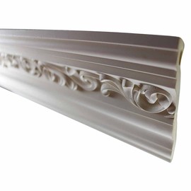 Renovators Supply Zoe Cornice Ornate White Urethane 94" L | Classic Floral Wall Panel Ceiling Molding for Living Room, Bedroom, Dining Room