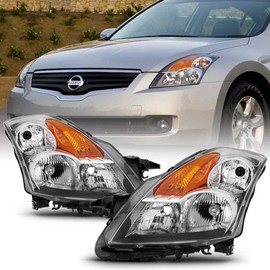 ACANII - For 2007-2009 Nissan Altima 4-Door Sedan Chrome Housing Headlights Headlamps Replacement Driver+Passenger Side