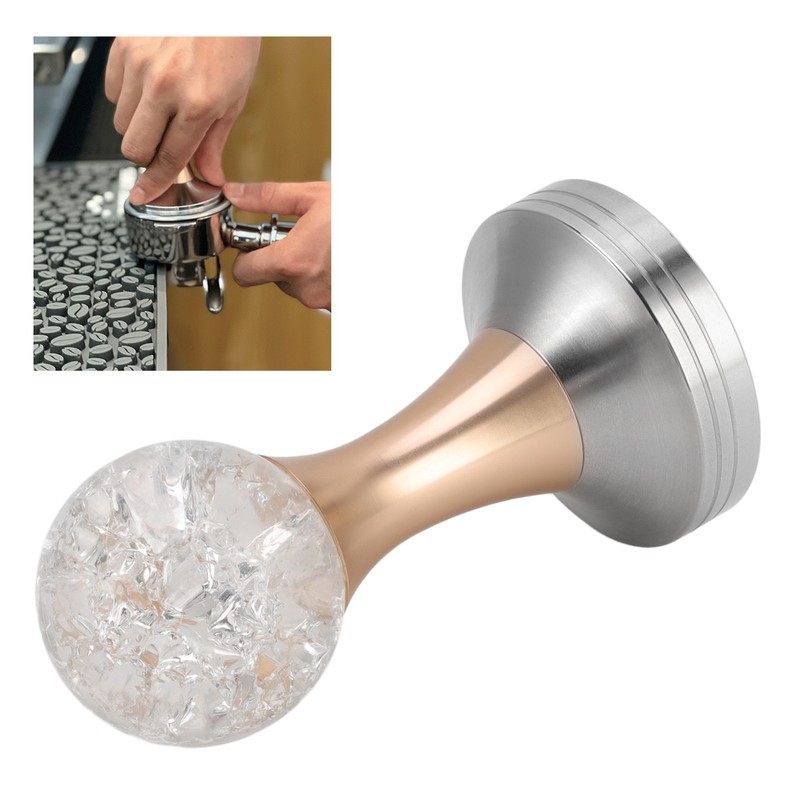 Crystal Ball Coffee Flat Tamper Stainless Steel Base Powder Hammer