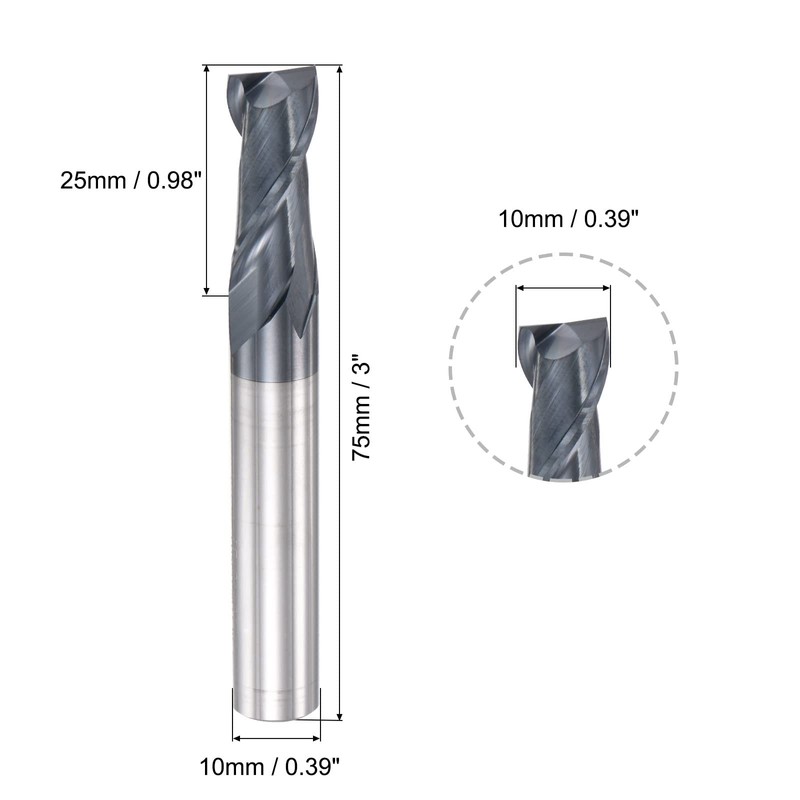 sourcing map Square Nose End Mill, 10mm Tip Dia Solid