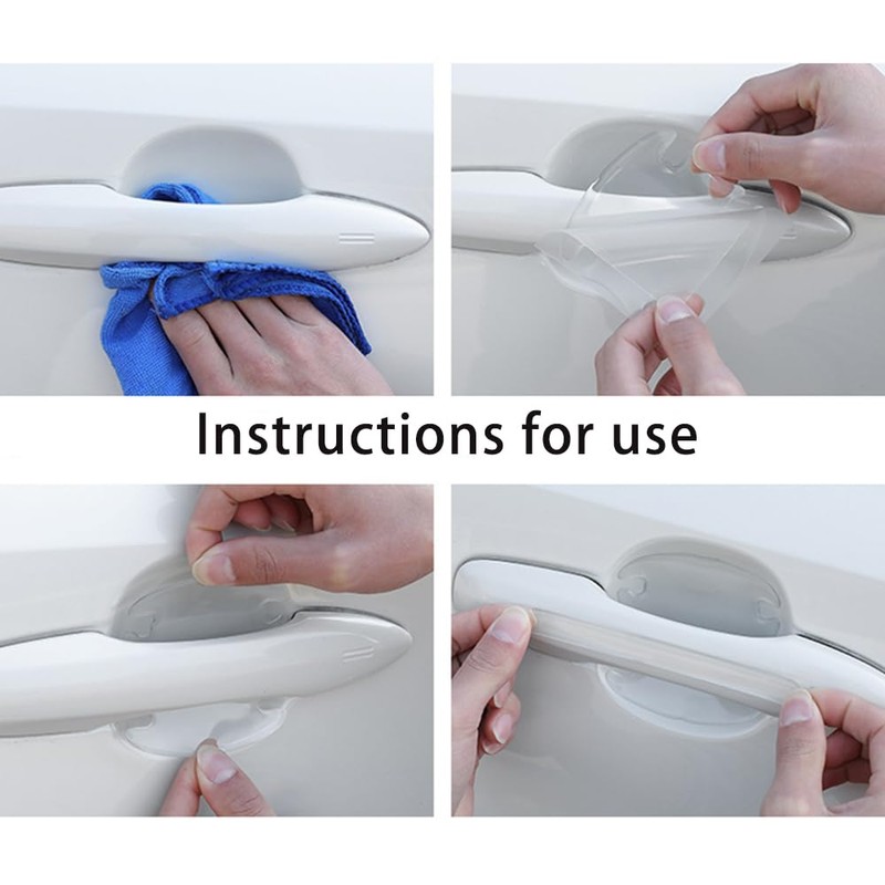 8 Pieces Car Door Handle Scratch Protector Transparent Stickers, Invisible