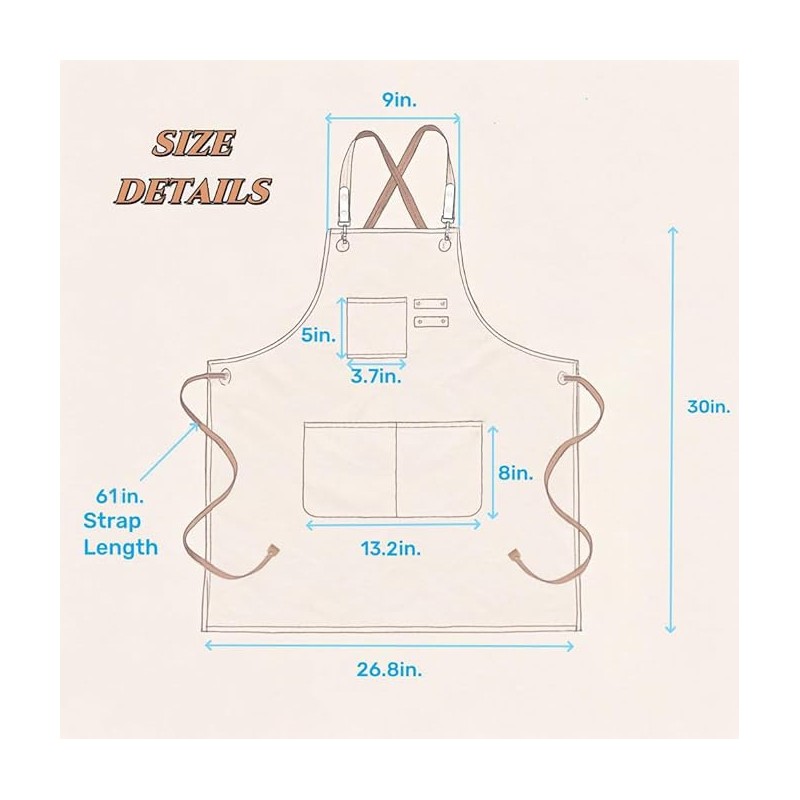 ursapela Canvas Work Apron for Men Women with 3 Pockets