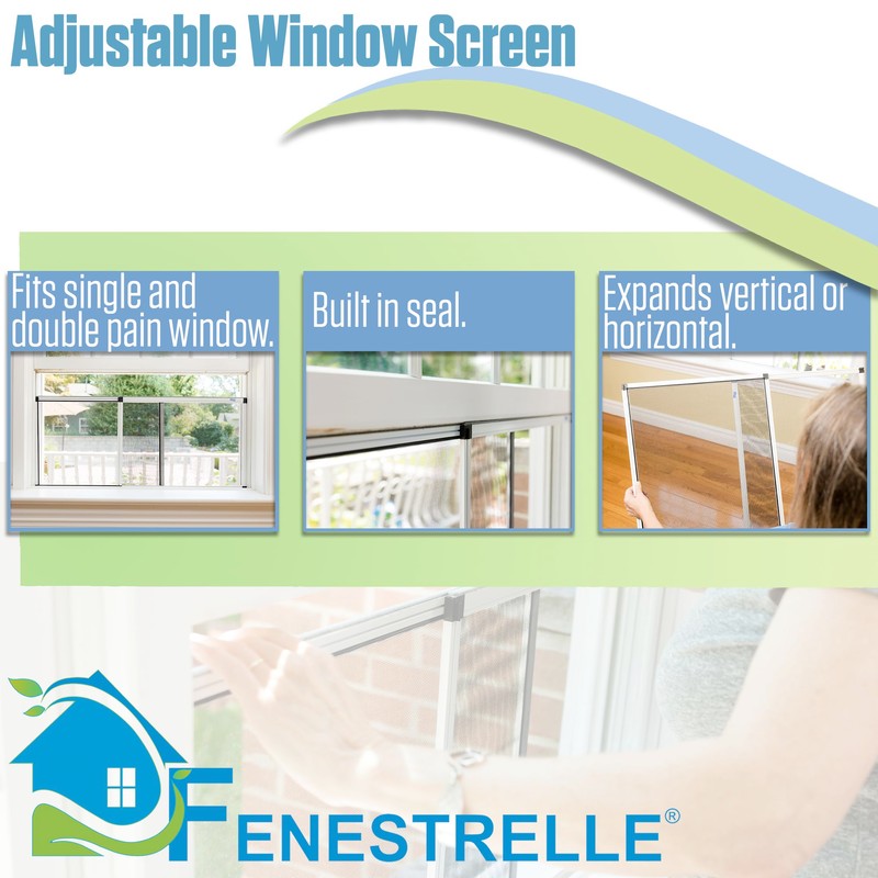 Fenestrelle Expandable Window Screen – 10″ H × 19″–36″ W