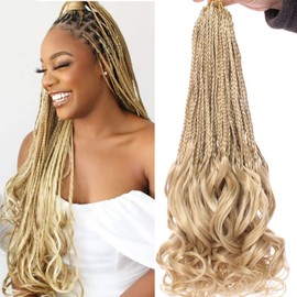 ZRQ 8 Packs 18 Inch French Curl Crochet Braids Mix Two Tone Goddess Box Braids Crochet Hair Pre Looped French Curly Braiding Hair With Curl Ends Crochet Hair for Black Women 27M613#