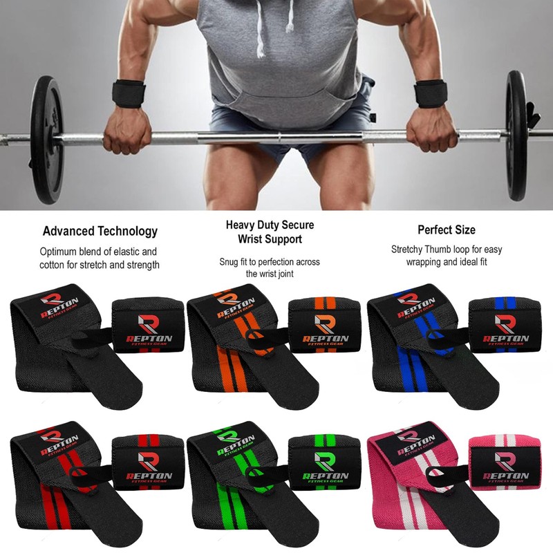 Weightlifting Wrist Wraps - Professional Grade with Thumb Loops -