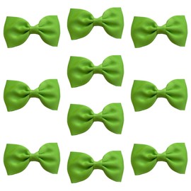 Hot Pink Hair Bows Clips Slides Grips 2.7" inch Soft Ribbon Small Straight School Hairbows for Girls 10pcs