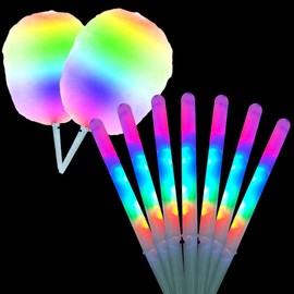 10 Pcs LED cotton candy cones,Glowing cotton candy sticks，Cotton candy holder reusable and waterproof, suitable for Christmas party (colorful)