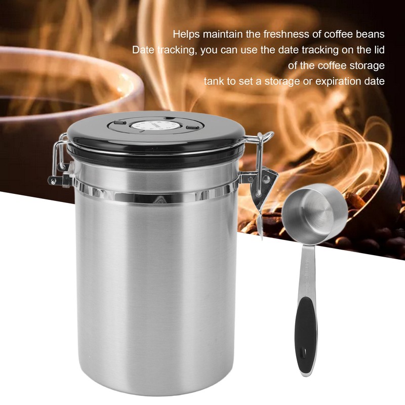 Coffee Bean Storage Stainless Steel Airtight Container Coffee with 30ml