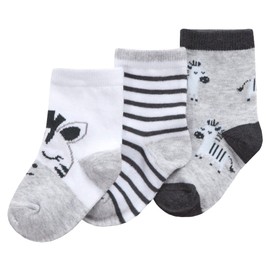 Metzuyan WS-SS23 Baby Boys Baby Girls Unisex Cotton Rich Animal Socks 3 Pairs Zebra UK 0-0