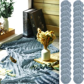 30 Pack 10Ft Cheesecloth Table Runner 35 x 120 Inch Wedding Table Runner Long Vintage Gauze Table Runner Boho Tablecloth Rustic Cheese Cloth for Wedding Bridal Shower Birthday Party (Dusty Blue)