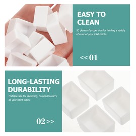 EXCEART 50pcs Watercolor Half Pans White Plastic Empty Artist Paint Pan Travel Tin Case Palette for Oil Acrylic Painting Art Drawing Supplies (Pattern 1)