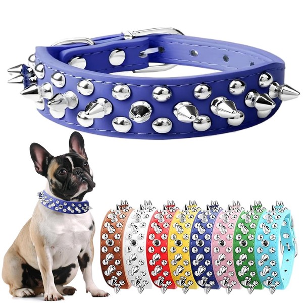 Dog Collar Leather Punk Studded Puppy Collar Studded Durable Adjustable