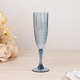 Balsa Circle 6 Dusty Blue 8 oz Crystal Disposable Plastic Party Champagne Flutes Wedding Events Reception Catering Decorations