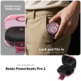 Case for Beats Powerbeats Pro 2，Hidden Bracket Design, Foldable Kickstand Switch，TPU Clear Protective Case for Beats Powerbeats Pro 2 (Clear Pink)