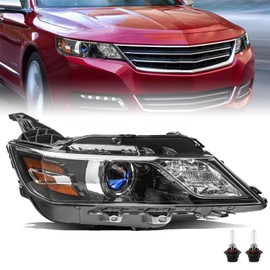 JSBOYAT Fits for 2014-2020 Chevy Impala [Halogen Style] Projector Black Headlights OE Style Factory Headlight Assembly Passenger Right Side Bulbs Included NOT FIT HID MODEL
