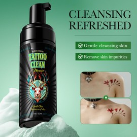 ISBEAUSOLS Tattoo Foaming Cleanser - Tattoo Aftercare Cleanser - Tattoo Wash - Tattoo Cleaner for Protecting - Deep Cleansing & Moisturizing - Skin Care for Women&Men (100ml)