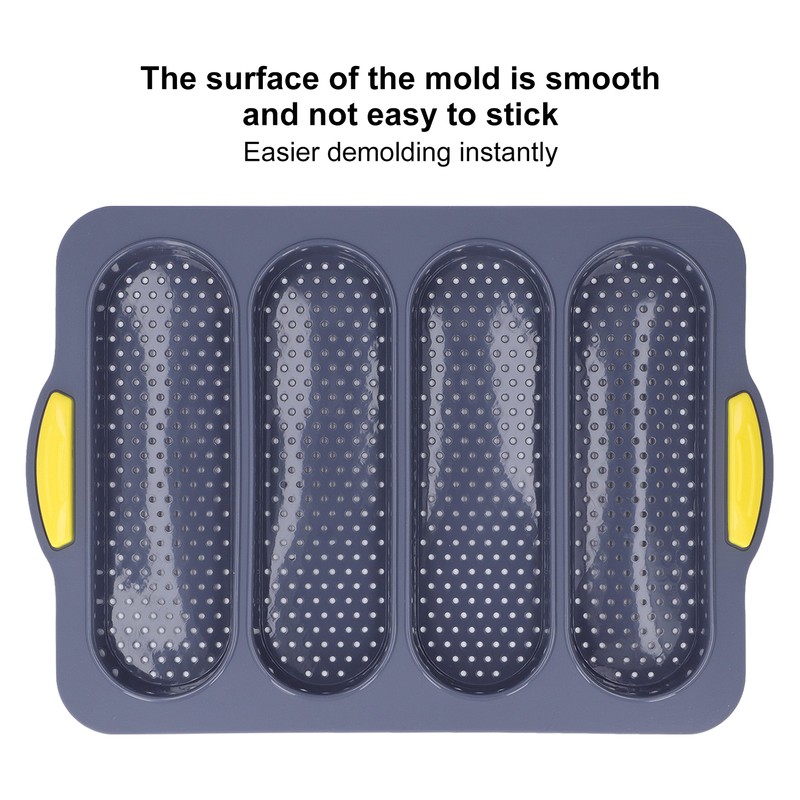 Baguette Mold 4 Grooves Silicone Soft Smooth Surface Bread Mould
