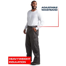 Reebok Men's Snow Pants - Heavyweight Waterproof Snowboard Pants with Cargo Pockets, Snow Gaiters - Ski Pants for Men, M-XXL, Size X-Large, Charcoal