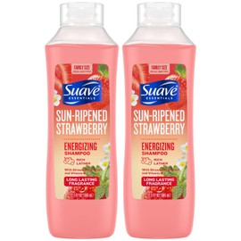 Suave Shampoo, Sun-Ripened Strawberry Family-Size 2-Pack – Energizing Shampoo with Strawberry Extract & Vitamin E, 22.5 Oz Ea