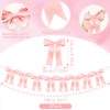 3Pack Pink Bow Garland Banner, Pink Ribbon Bow Party Decorations