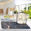 Dish Drying Mat Gold Palm Tree Leaves Navy Blue Microfiber