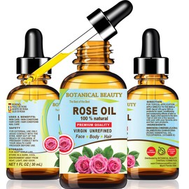 Botanical Beauty Rose Oil Rosa Damascena 100% Natural 1 Fl oz - 30 ml Rose Essential Oil for FACE, Skin, Body, Hair, Nails Beauty Oil, Skin Moisturizer Oil, Nourishing Oil, Perfume, Soap Making