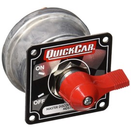 QuickCar Racing Products 55-012 Red 2-1/2" High x 2-1/2" Wide Handle Battery Master Disconnect Switch with Alternator Post and Mounting Panel