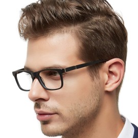 OCCI CHIARI Eyeglasses Frames Men Stylish Optical Eyewear Frame Rectangle Metal Decoration Clear Lens Glasses(Black, 54)