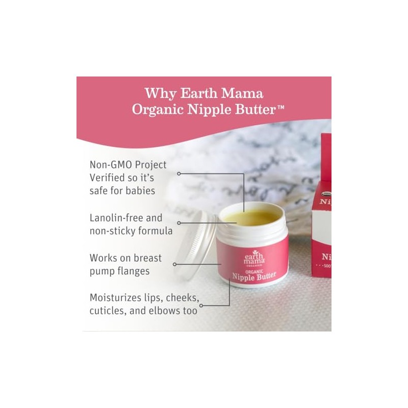 Earth Mama Manteca Orgánica Pezones Piel Seca Bálsamo Natural Lanolina