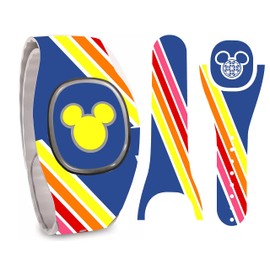 Retro Stripes Wrap Magic Band + Skin Vinyl Decal Wrap Compatible with MagicBand+ (New 2022 Release)